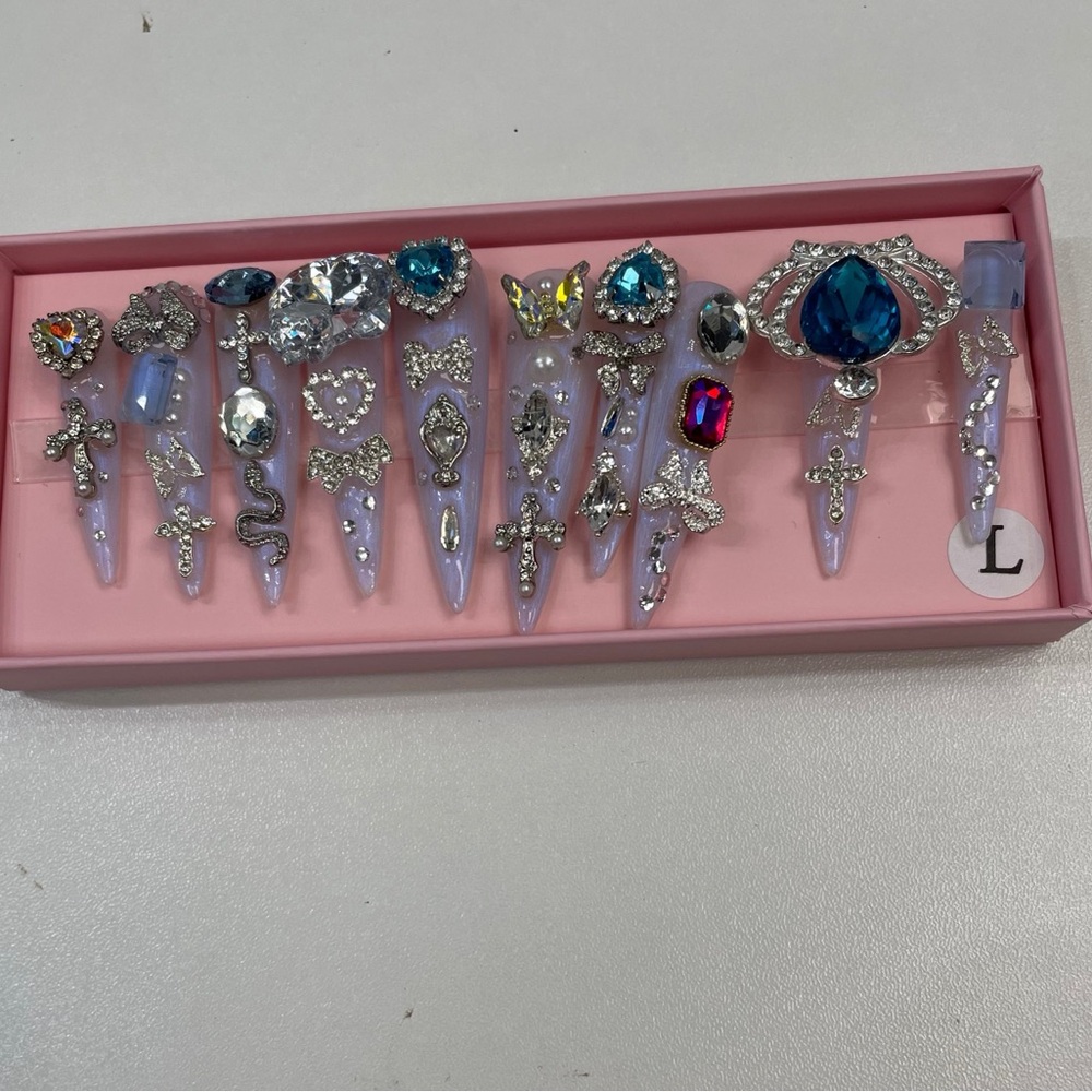 Reusable Press on custom nail, gel, design, and jewelry